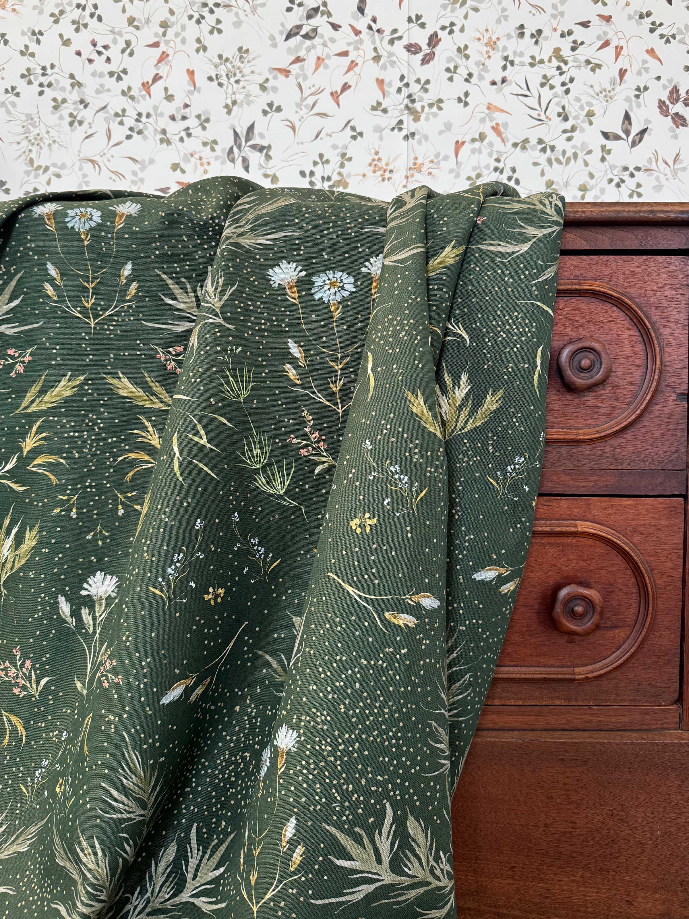 Farm Weeds in Forest Fabric Sample