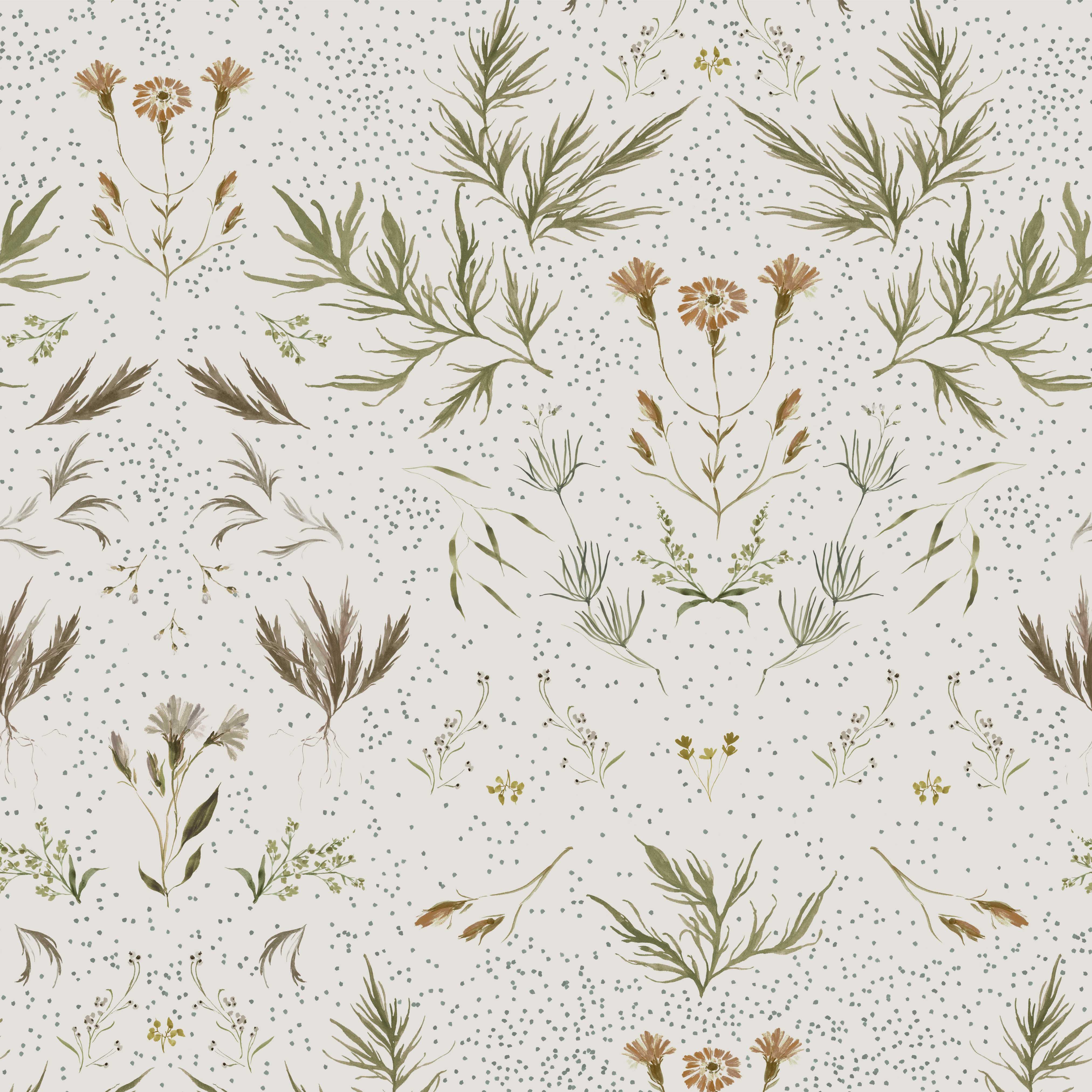 Farm Weeds in Amber Fabric Sample