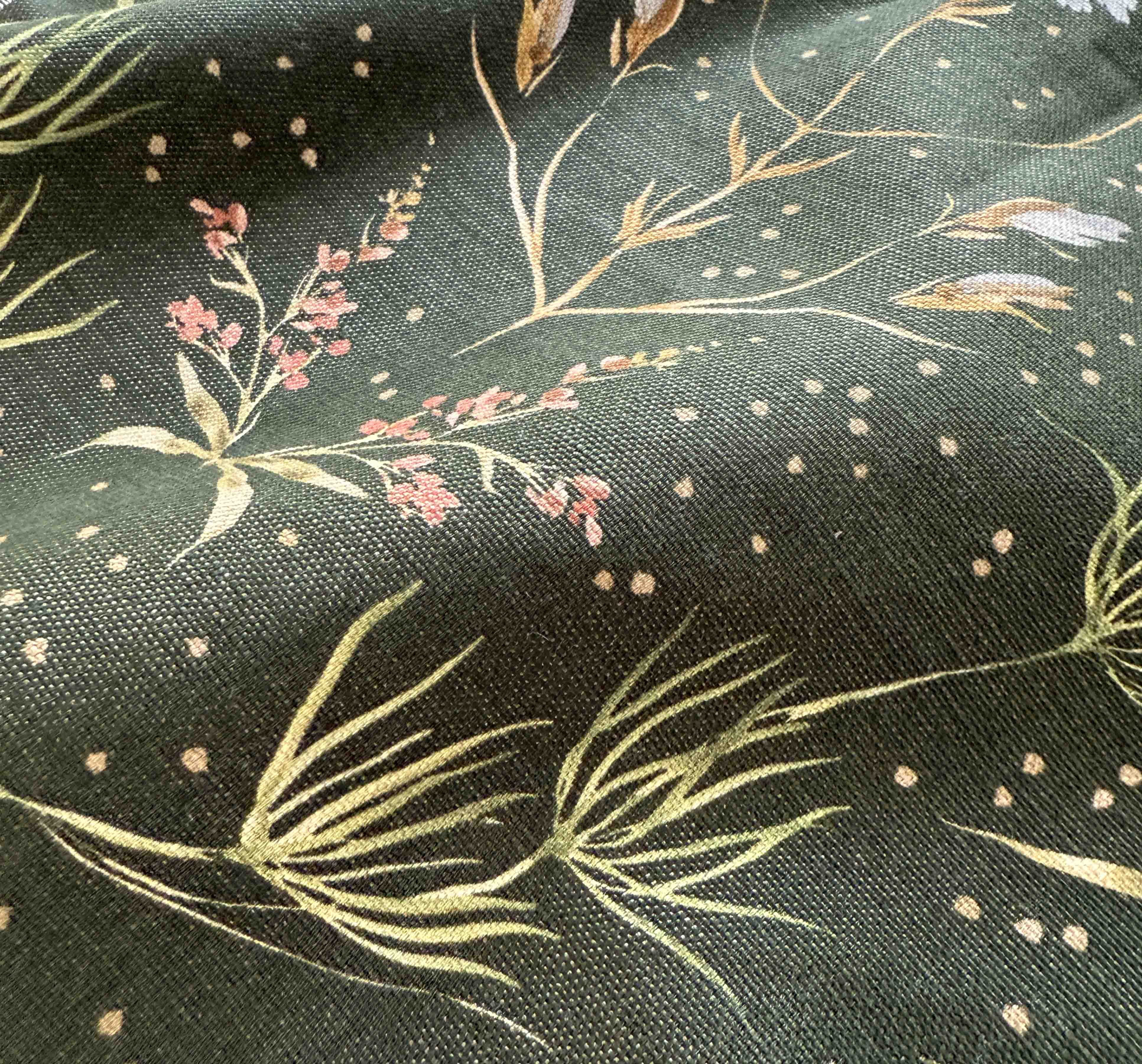 Farm Weeds in Forest Fabric Sample