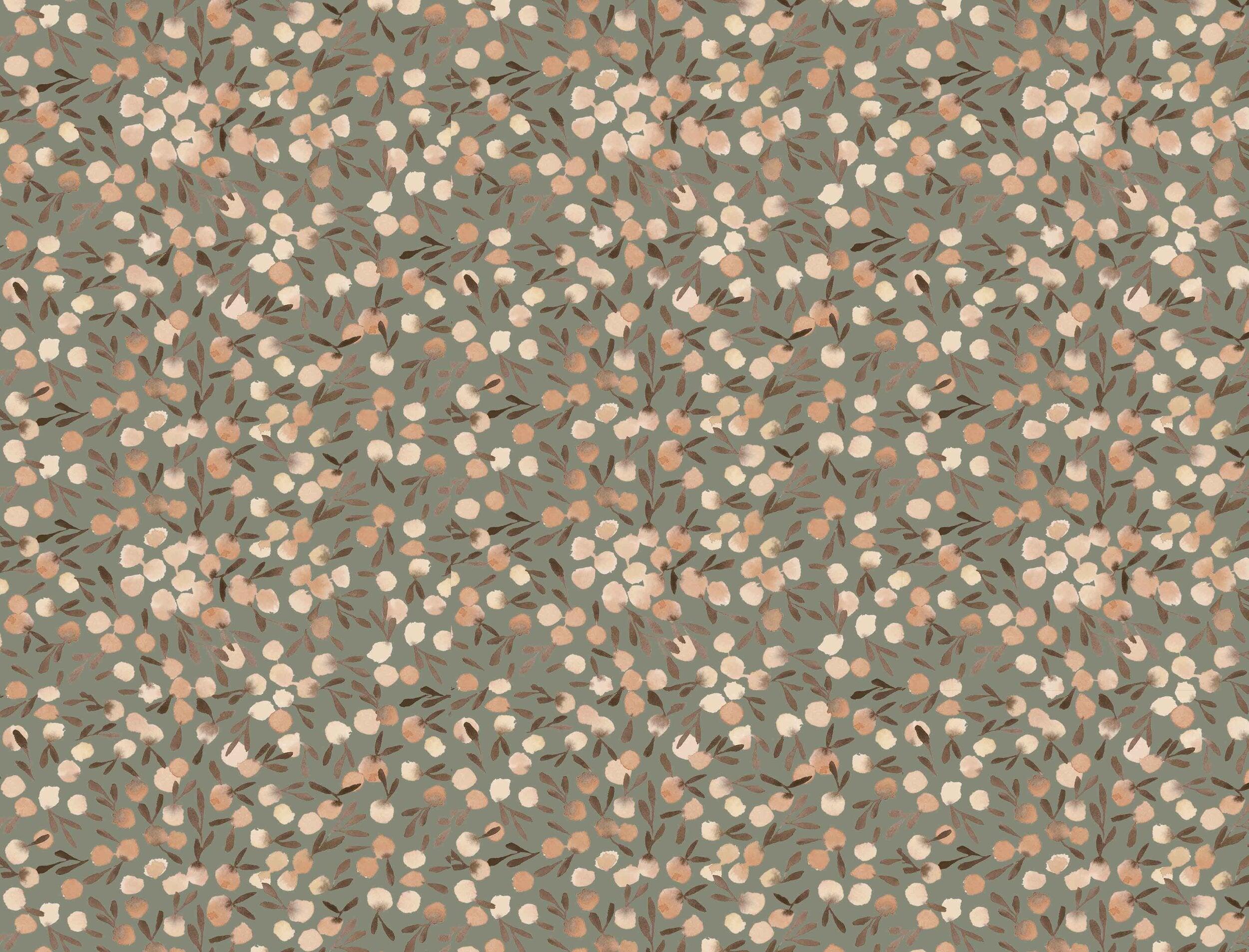 Berries in Moss Fabric Sample