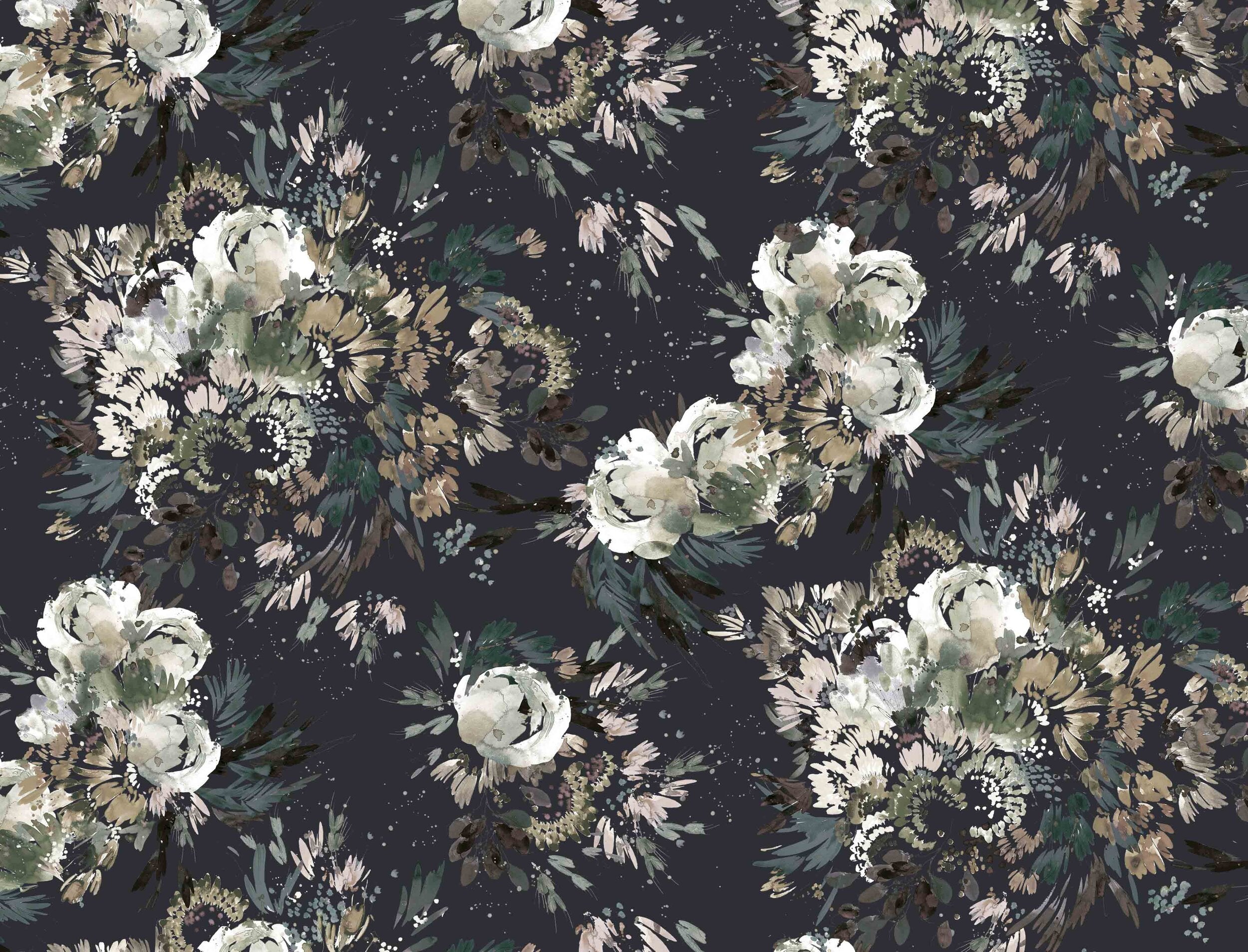 Midnight Garden in Midnight Fabric Sample