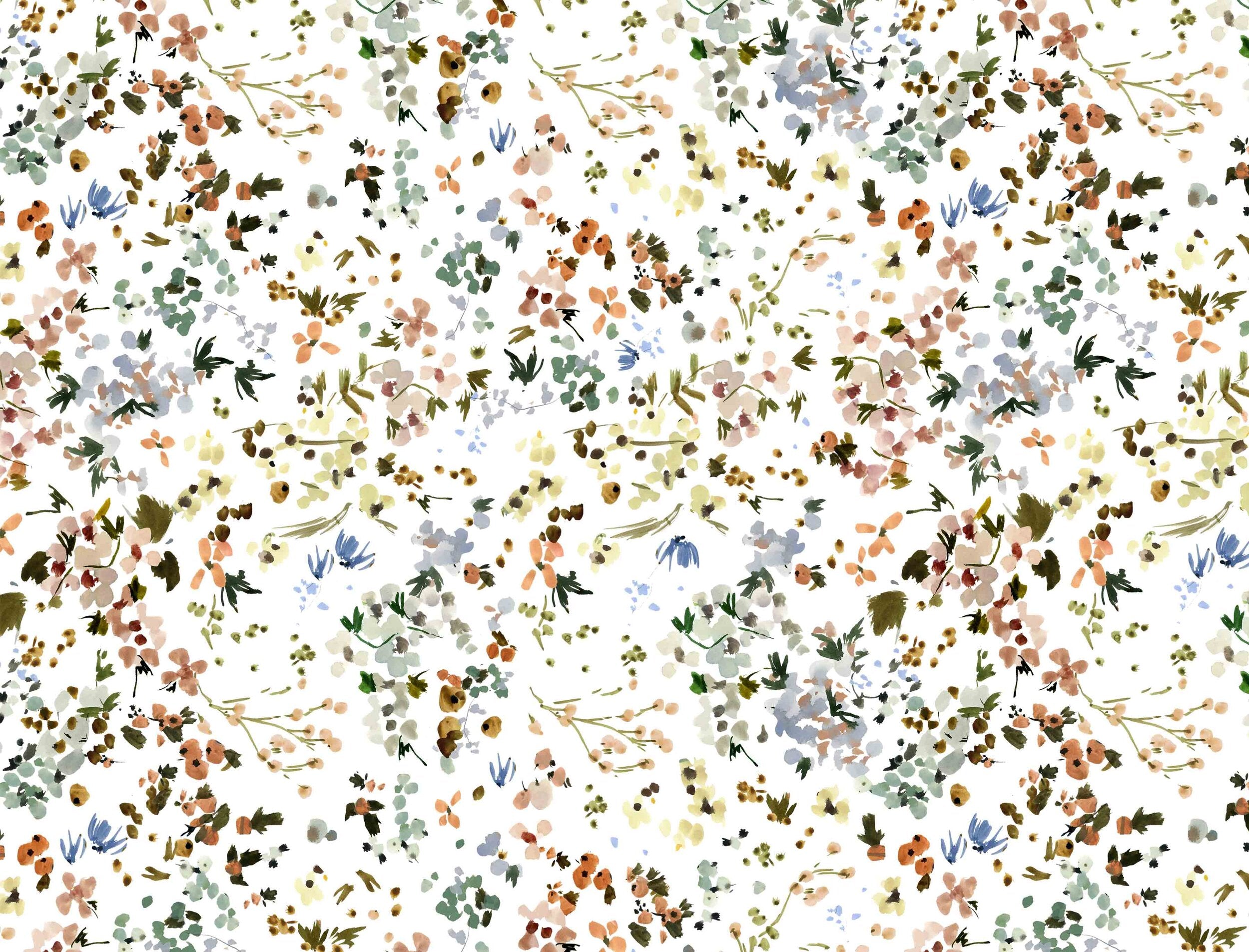 Wildflower Field in Coral Fabric Sample