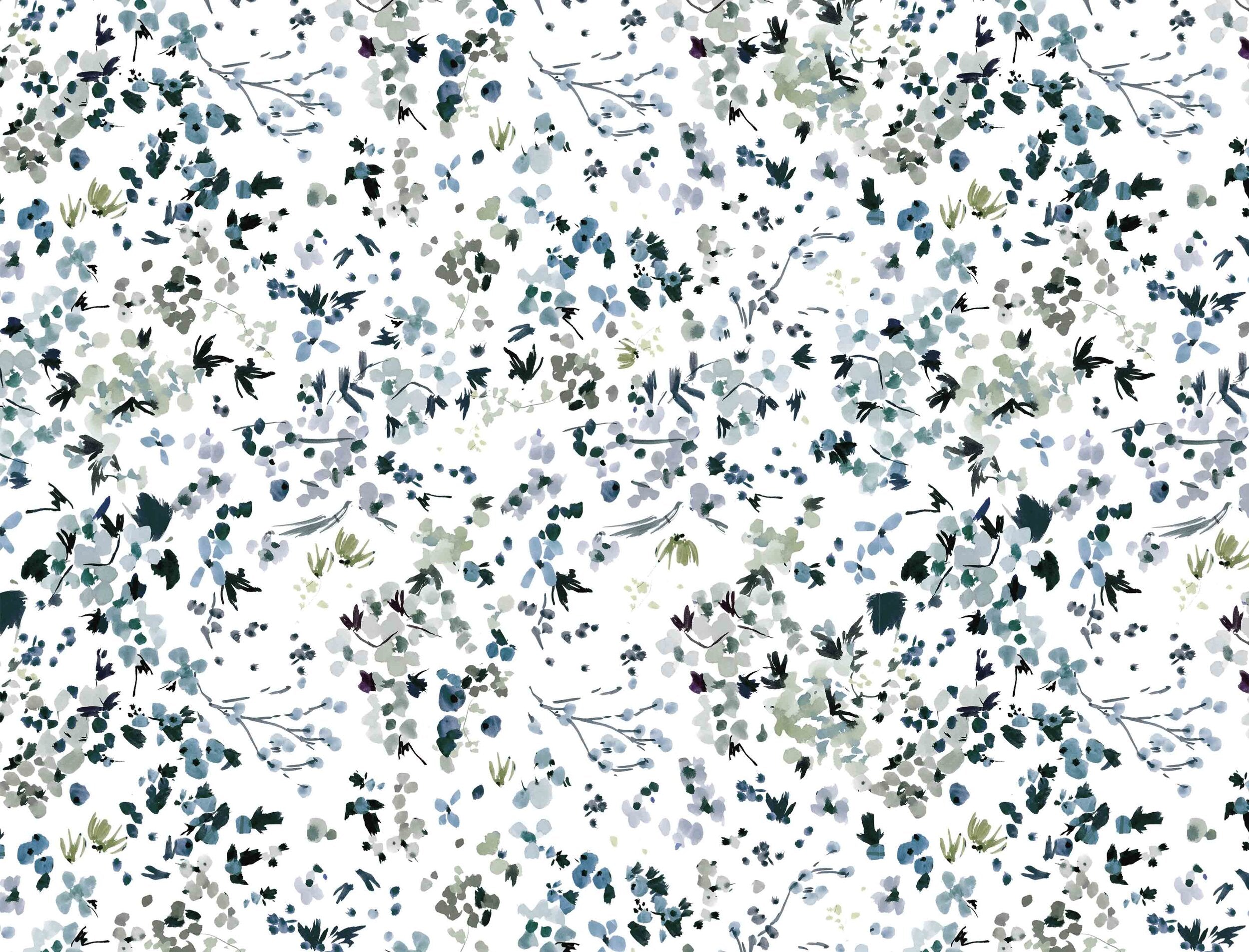 Wildflower Field in Indigo Fabric Sample