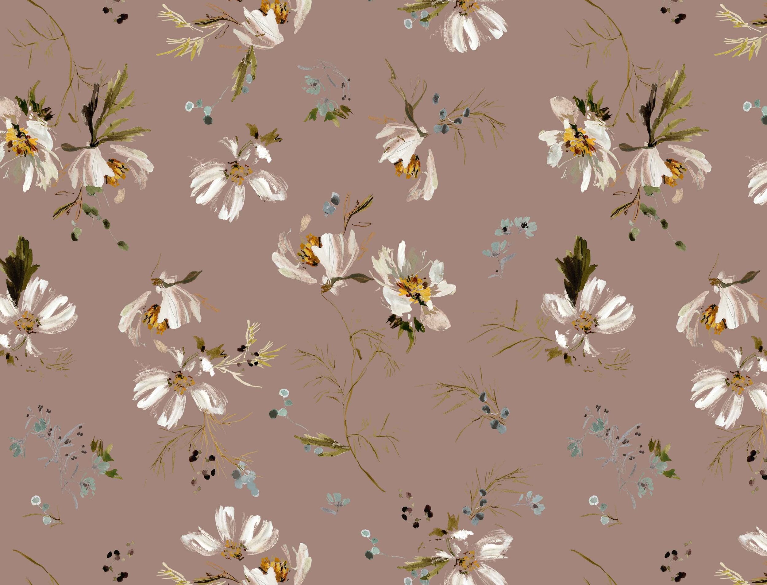 Cosmos in Mauve Fabric