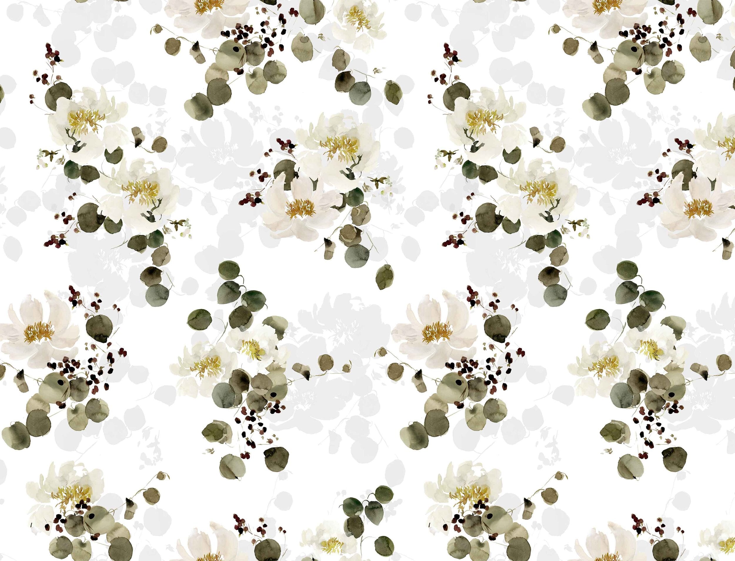 Eucalyptus in Snow Fabric