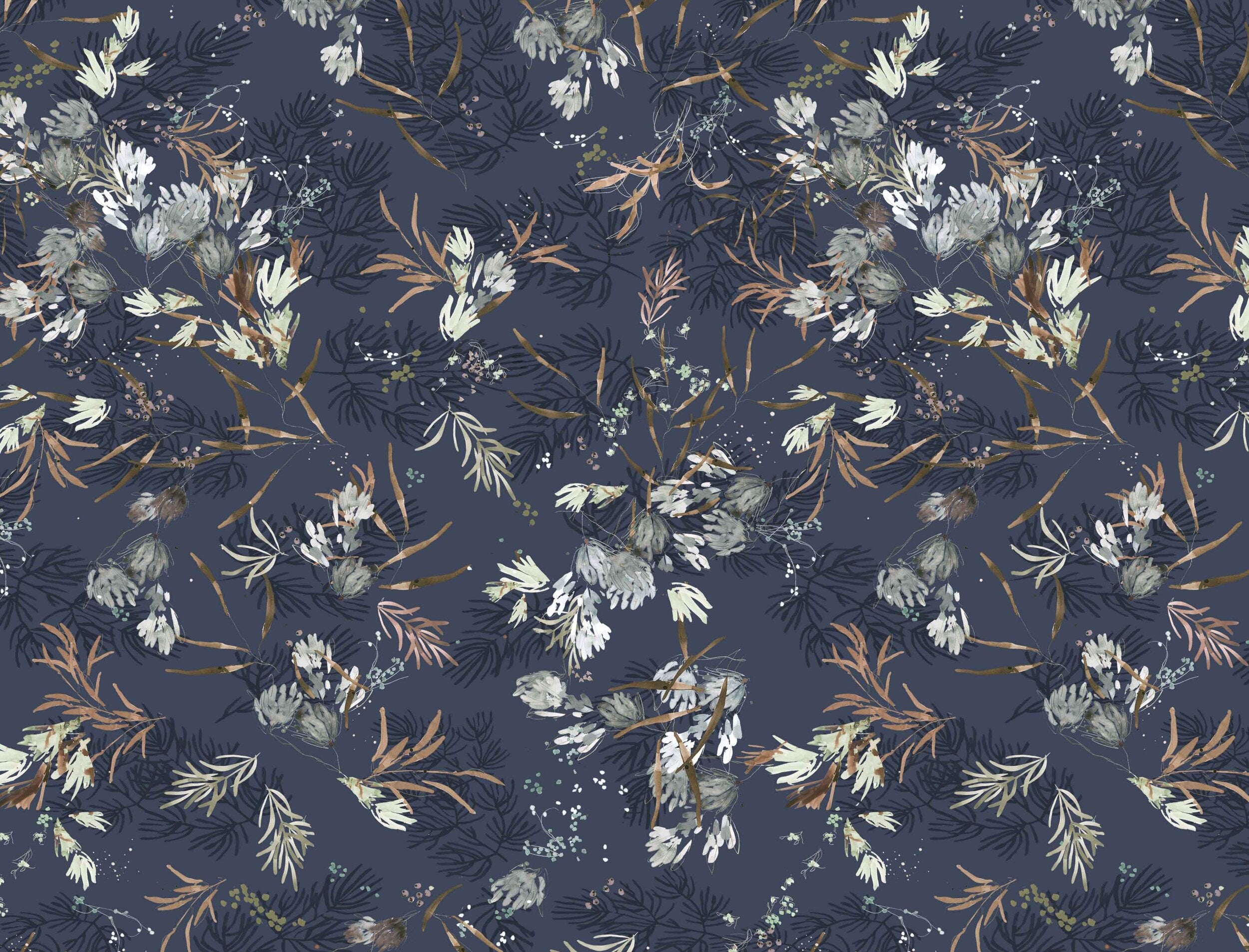 Meadow in Blue Fabric