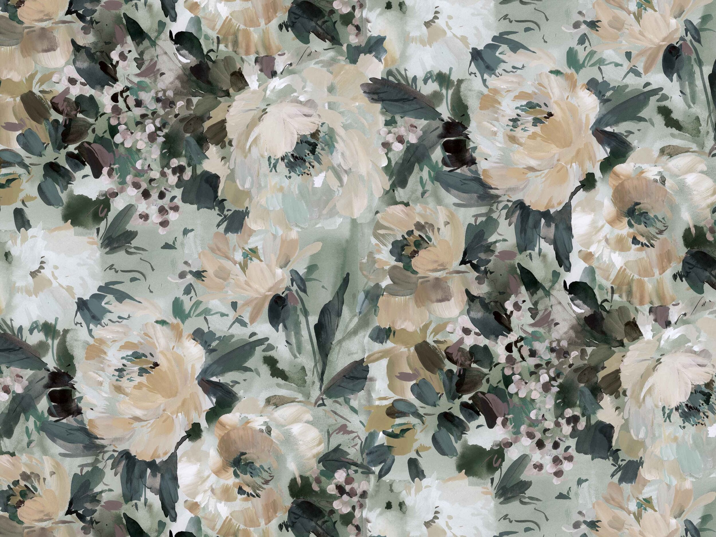 Peonia in Sage Fabric