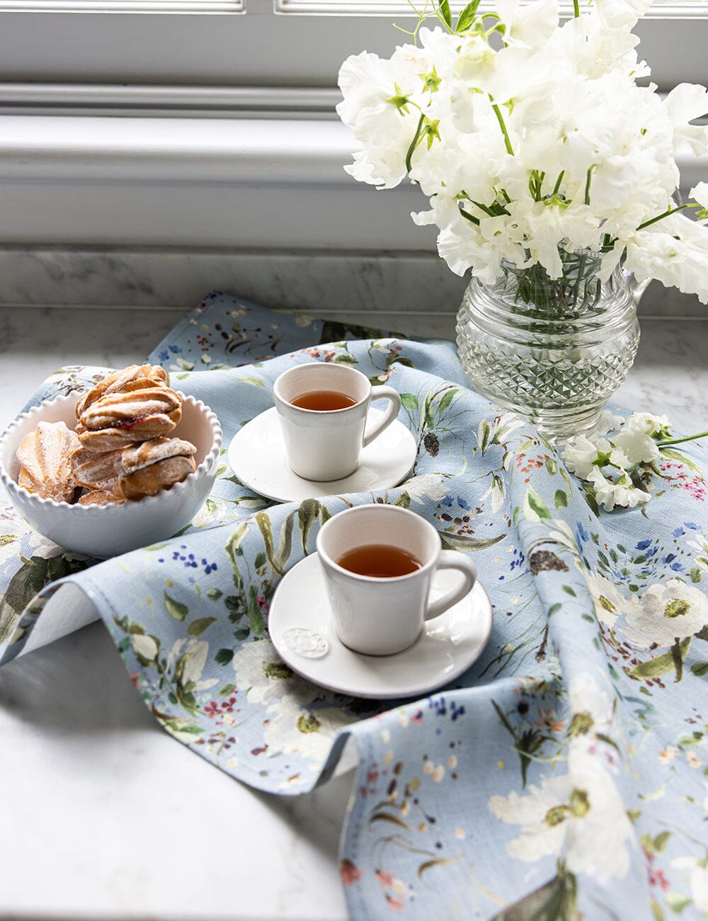 English Garden Linen Tea Towel in Blue