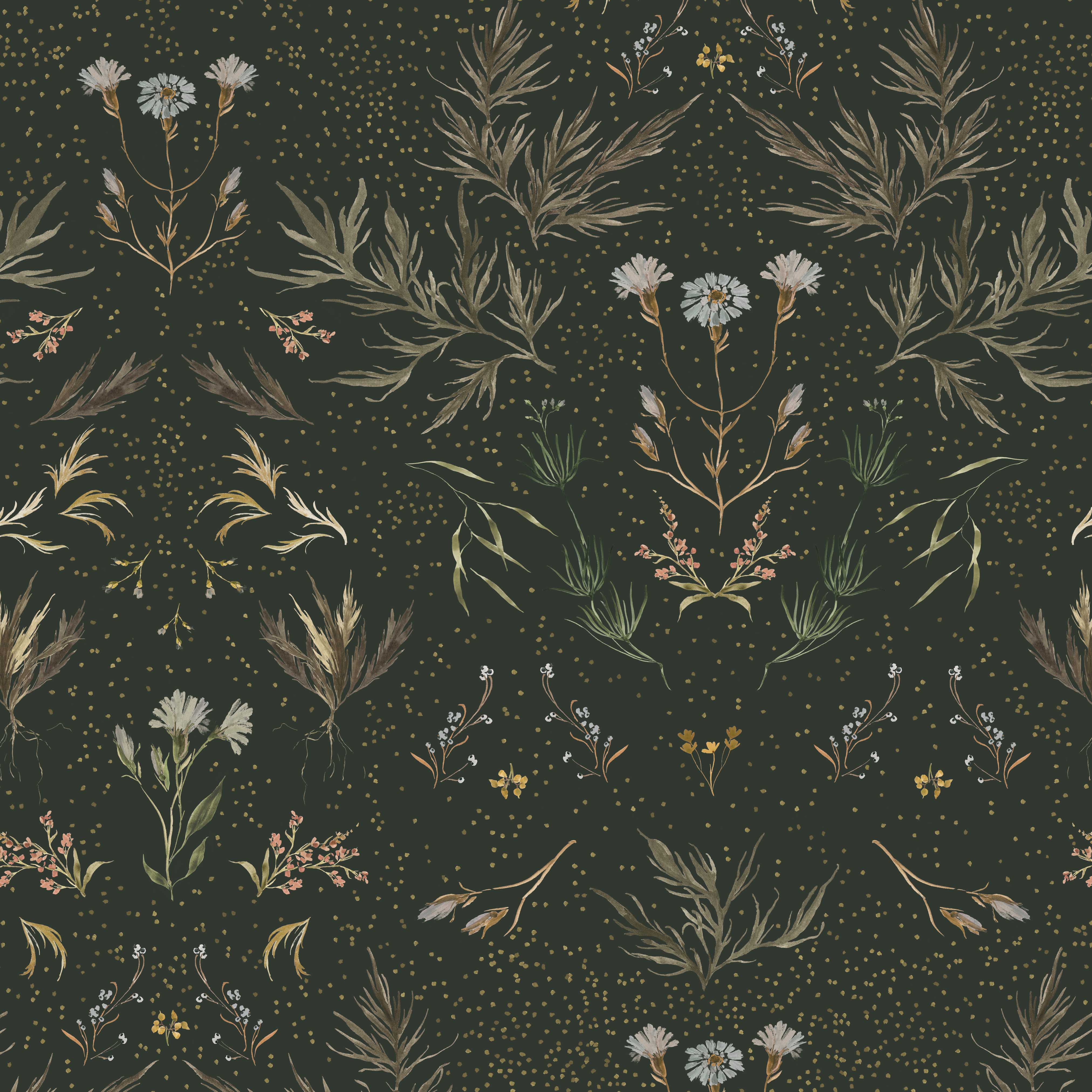 Farm Weeds in Forest Fabric Sample