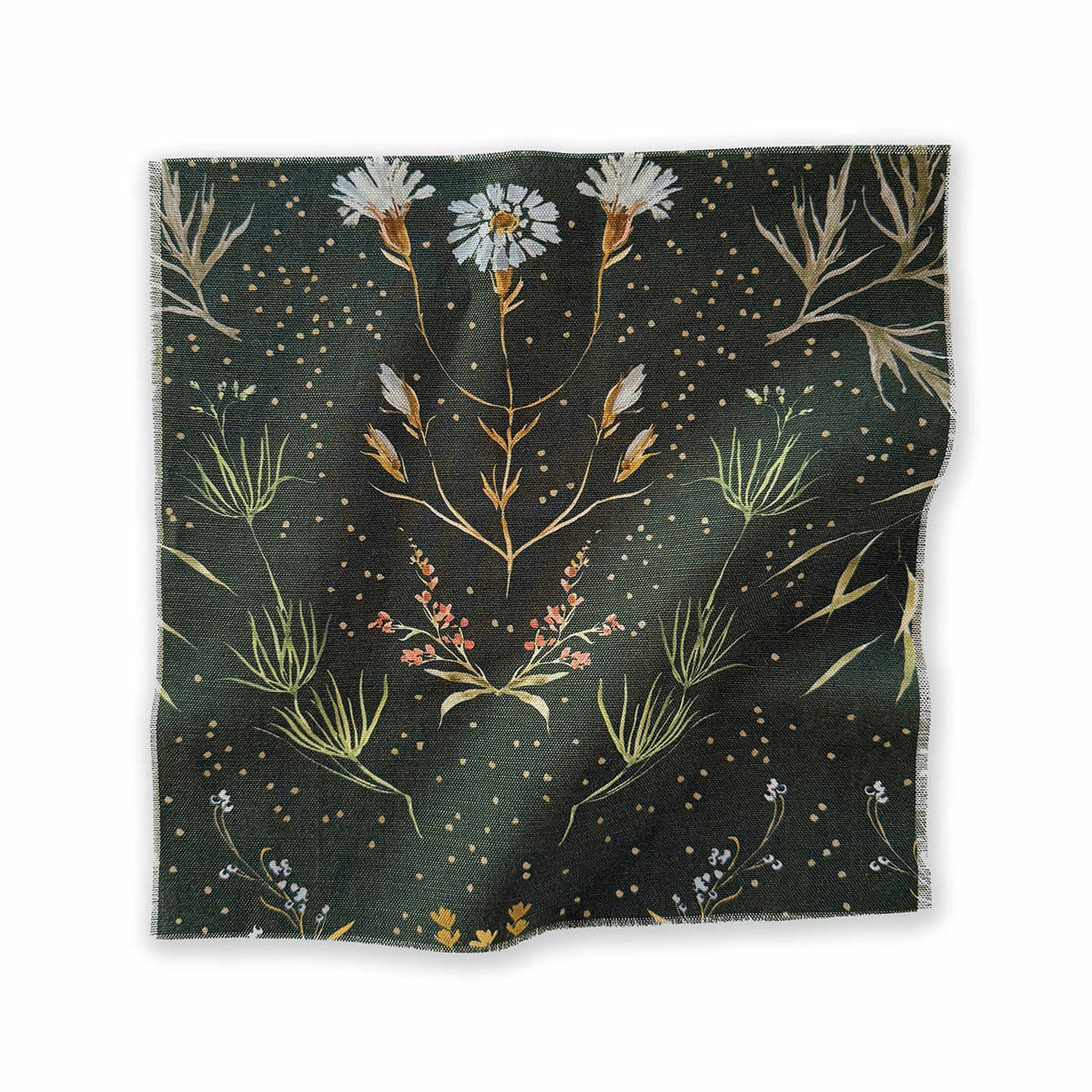 Farm Weeds in Forest Fabric Sample