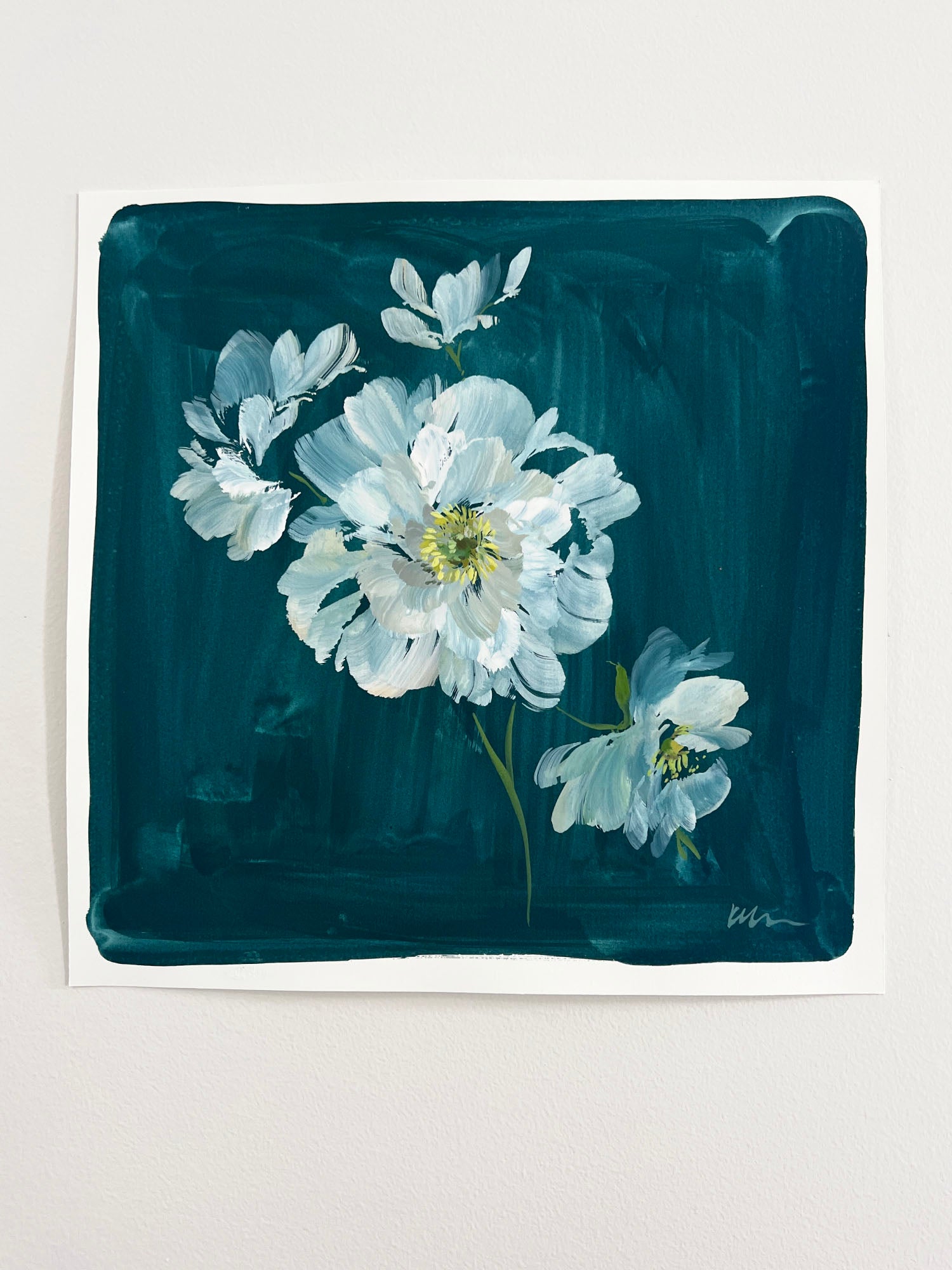 Peonies in Teal