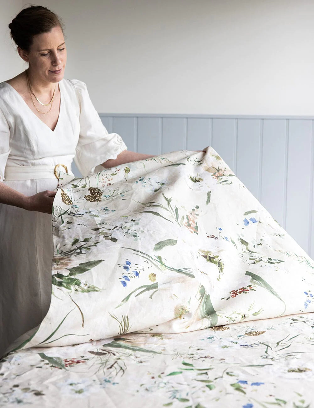 Summer Peonies Linen Table Cloth