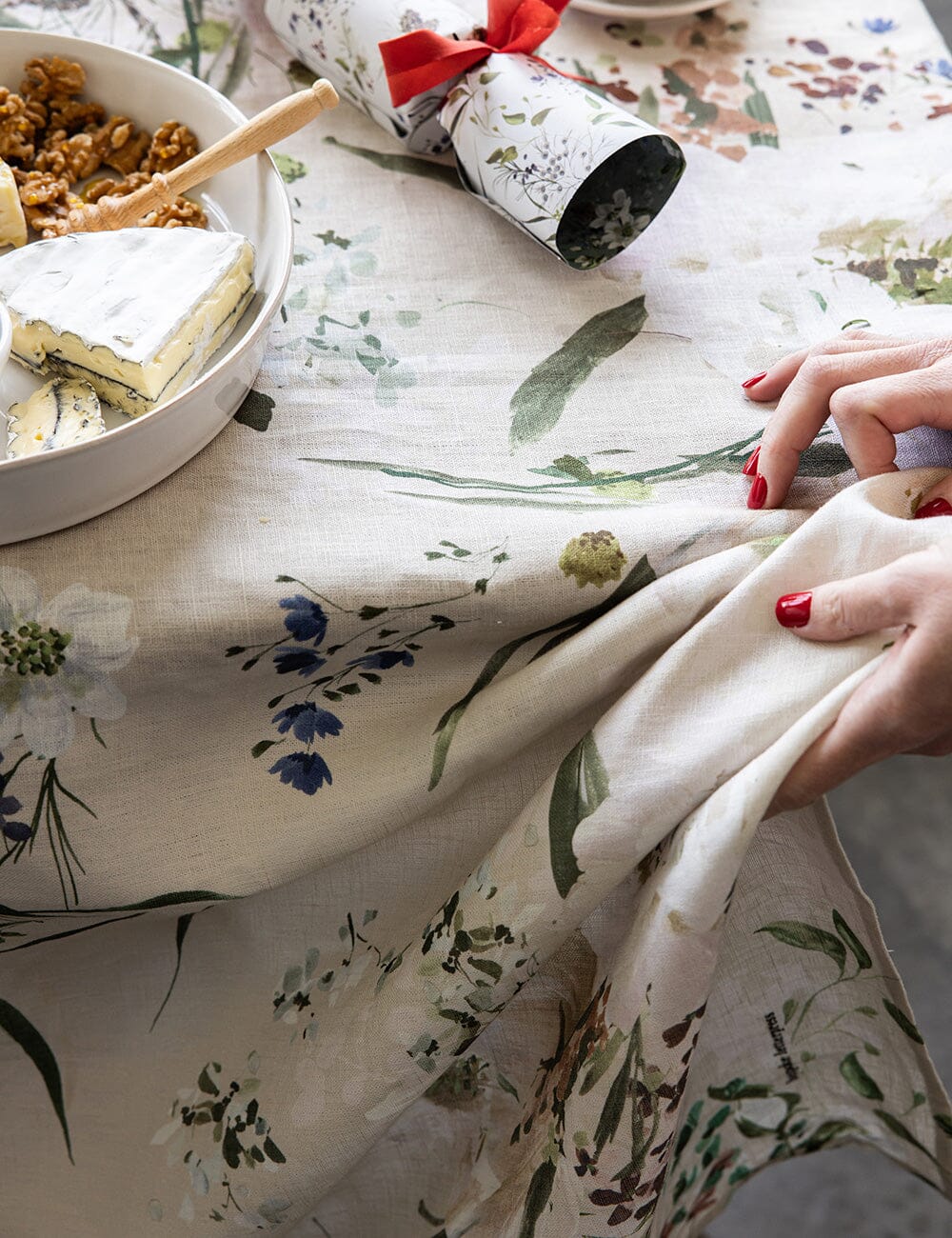 Summer Peonies Linen Table Cloth