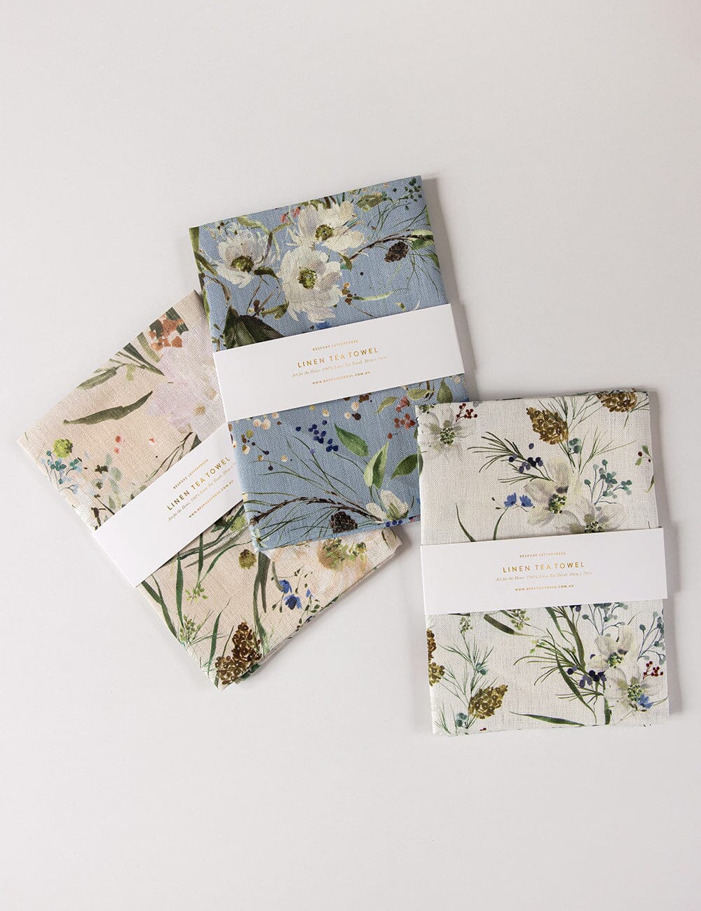 Summer Peonies Linen Tea Towel in Blush