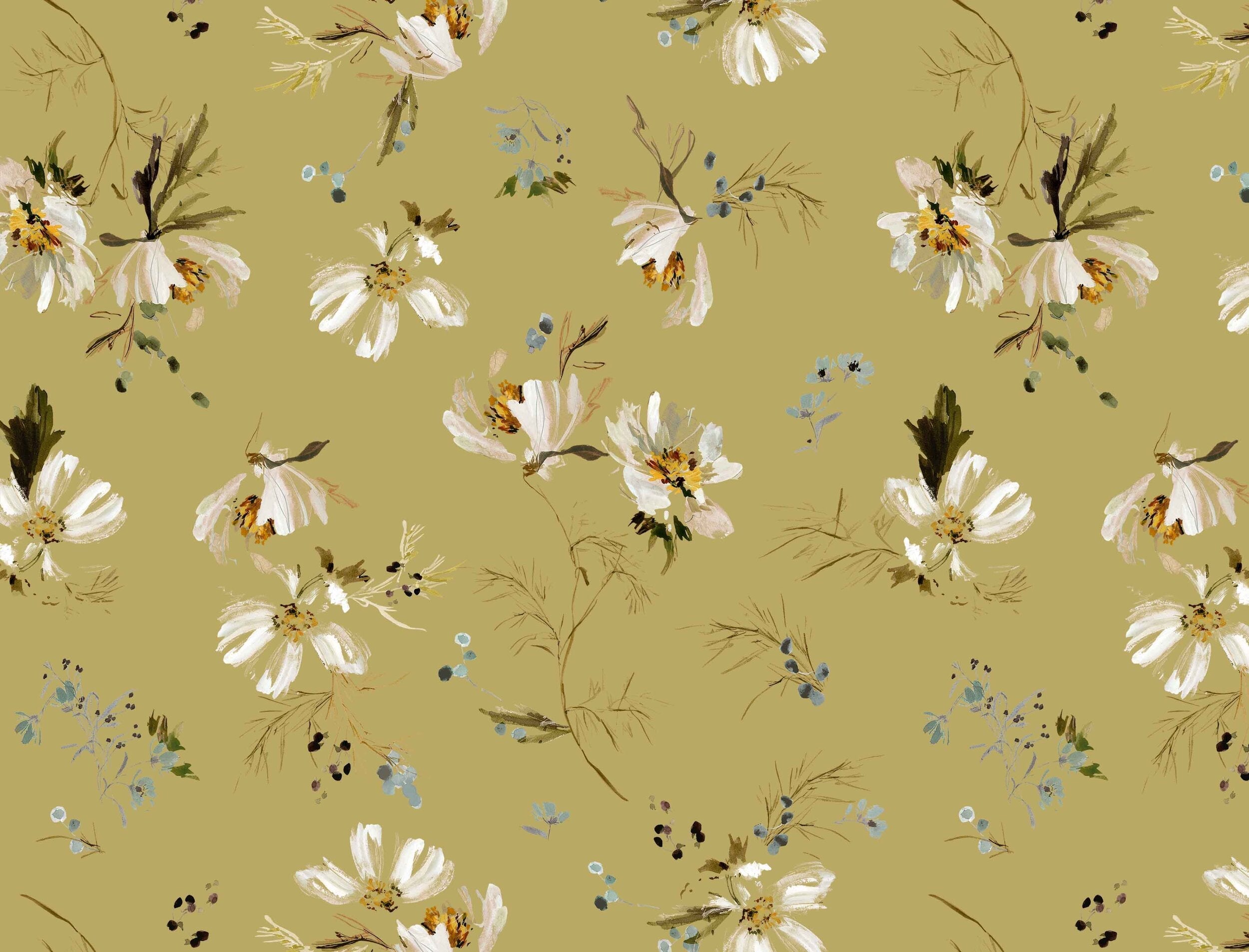 Cosmos in Canary Fabric Sample