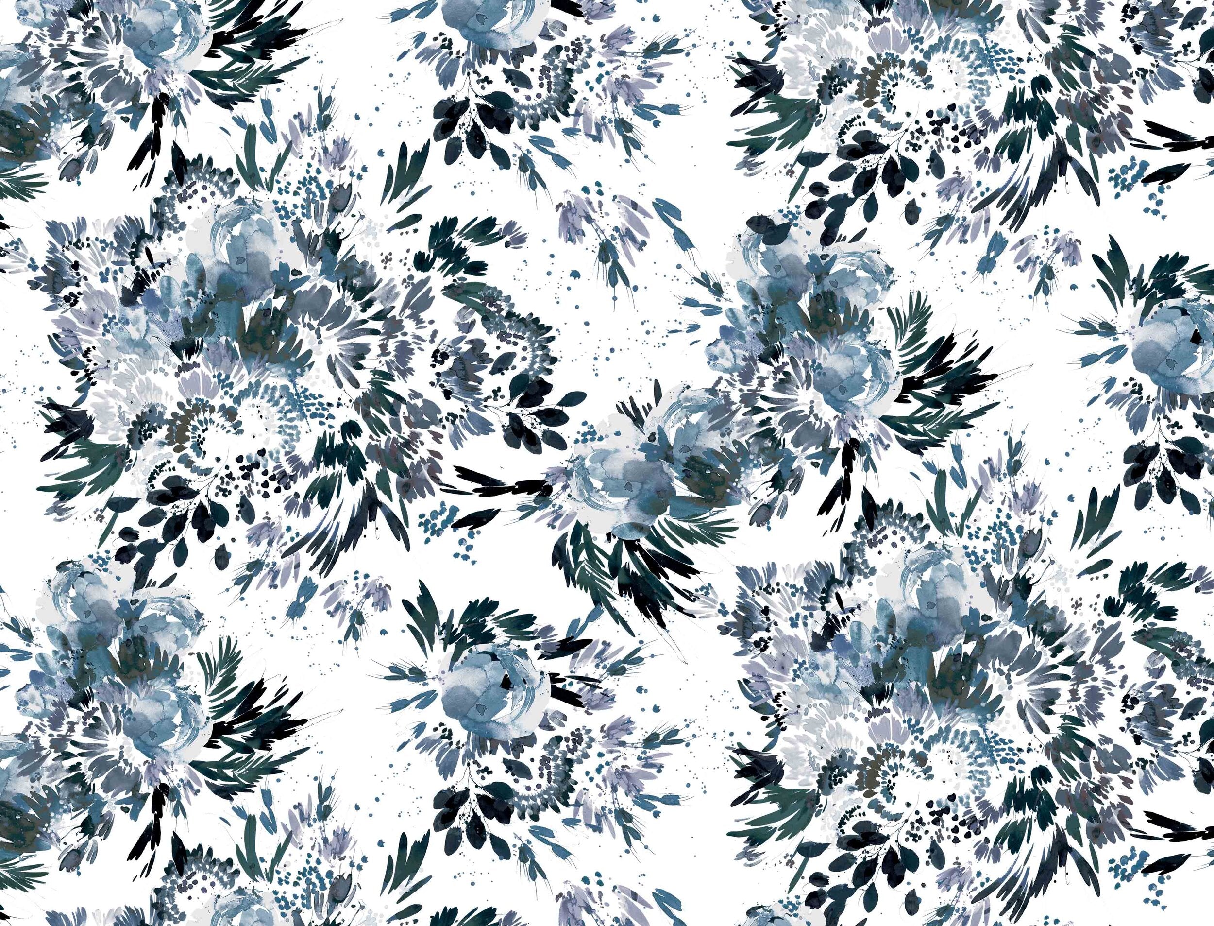 Midnight Garden in Indigo Fabric Sample