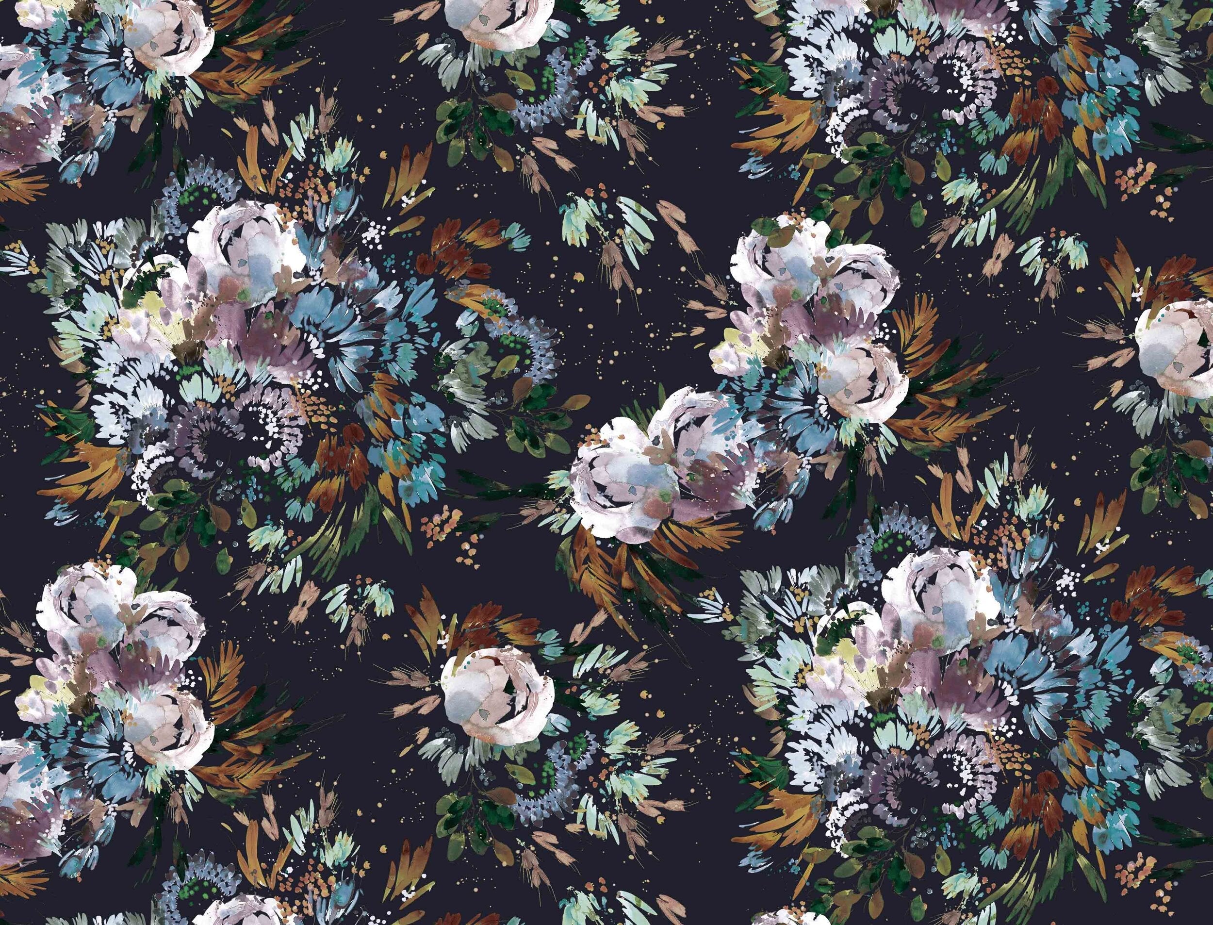 Midnight Garden in Navy Fabric Sample