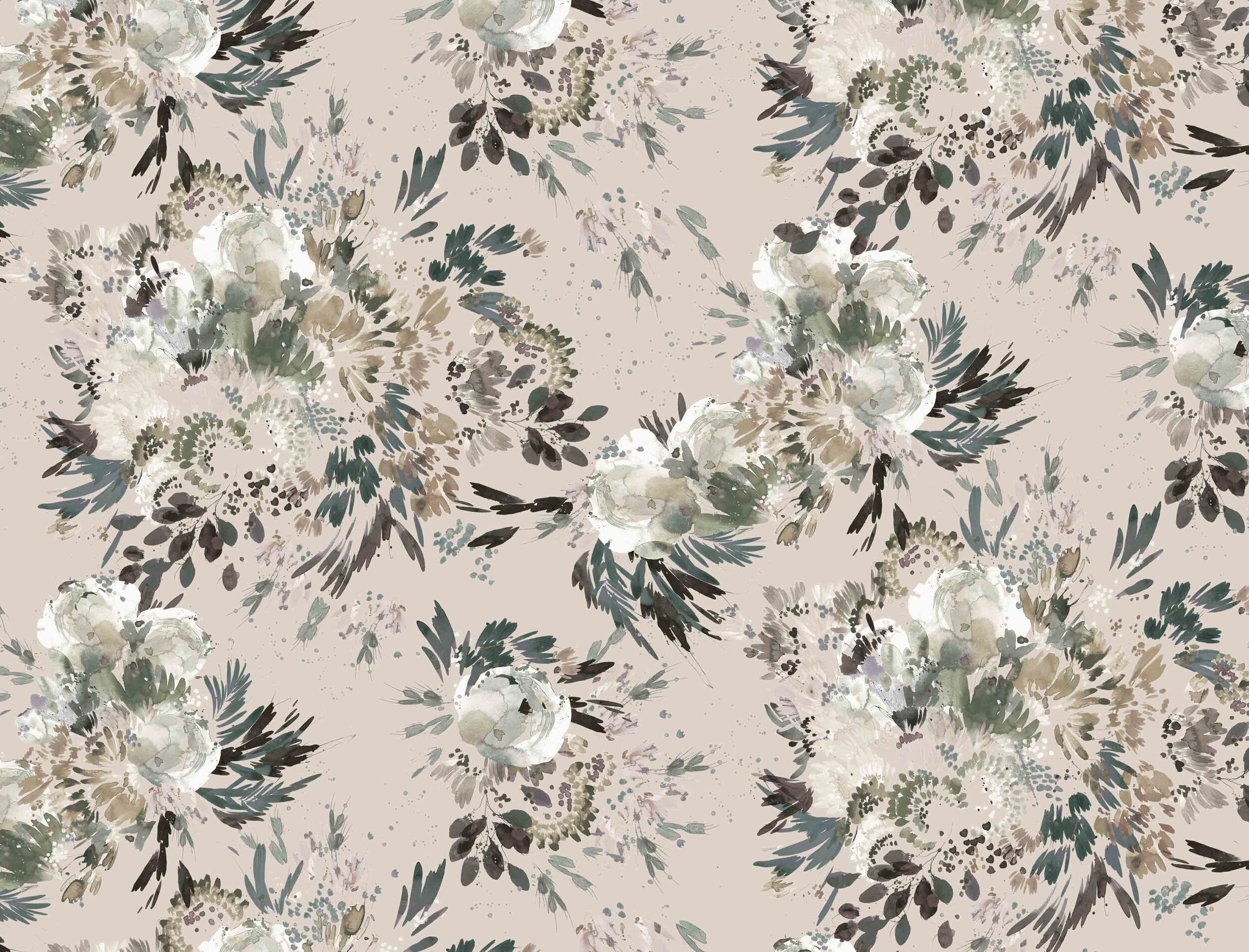 Midnight Garden in Shell Fabric